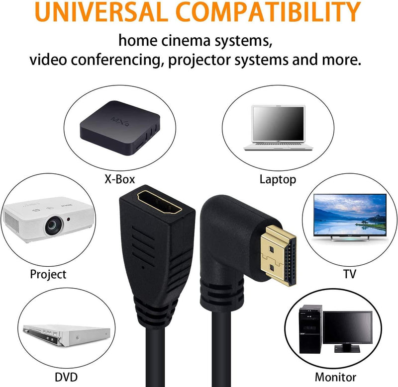 NÖRDIC angled HDMI adapter 8K60Hz 4k120Hz 48Gbps male to female HDMI2.1 15cm
