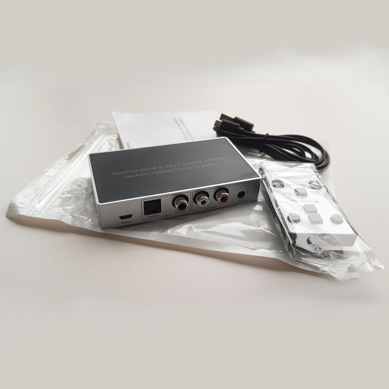 NÖRDIC digital to analog audio converter, Toslink and Coaxial to RCA L / R audio and 3.5mm AUX output by remote control