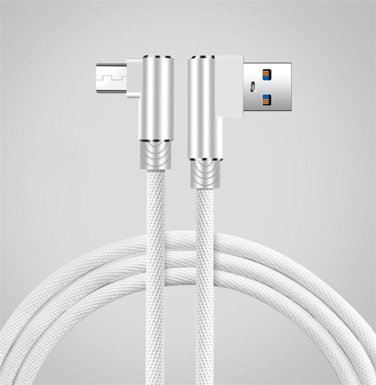 NÖRDIC elbow USB C to angled USB A cable for charging and sync white 1m