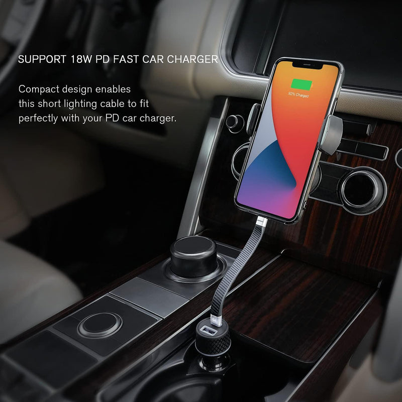 NÖRDIC short flat cable 14cm USB-C to Lightning fast charging PD18W chipset C94