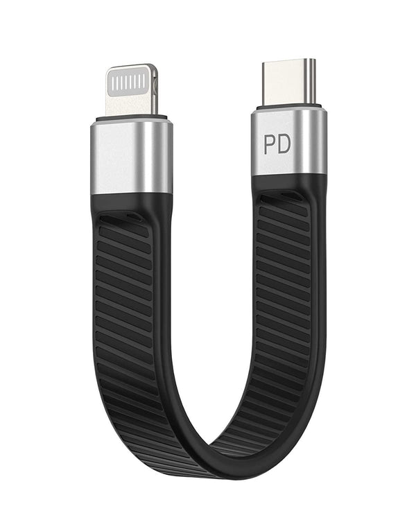 NÖRDIC short flat cable 14cm USB-C to Lightning fast charging PD18W chipset C94