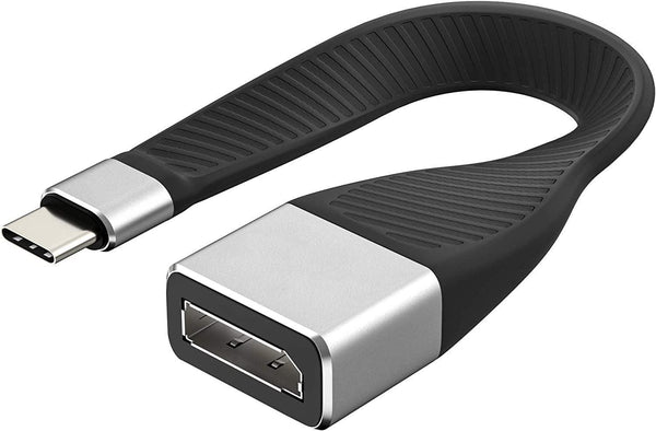 NÖRDIC short flat cable 14cm USB-C to Displayport adapter cable adapter 4K at 60Hz 21.6Gbps Support for 3D and HDCP 1.4 and 2.2