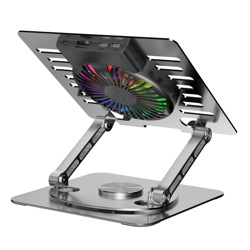 NÖRDIC laptop holder with RGB fan with rotating base and 2 USB ports