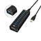 NÖRDIC powered 11-port USB 3.0 HUB  5Gbps 1.2mm cable aluminum black with power supply