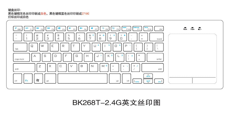 NÖRDIC wireless 2.4G Keyboard with touchpad 78 keys IOS Android Windows US layout
