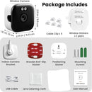 NÖRDIC 2K Surveillance Camera, WiFi compatible for indoor use with 32GB SD card, 5GHz & 2.4GHz support for AI Starlight Color Night Vision, AI Person & Motion Detection