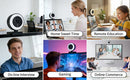 NÖRIDC HD 4K Webcam PC and Laptop, 360° Adjustable with Auto Focus, 3-Color Touch Lighting for Video Calls, Live Streaming and Remote Work