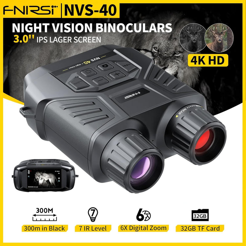 NVS-40 Telescope 4K HD Binoculars with Night Vision 6X Digital Zoom 300m Hunting Camping Scope Clock Observing Objects