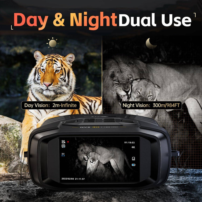 NVS-40 Telescope 4K HD Binoculars with Night Vision 6X Digital Zoom 300m Hunting Camping Scope Clock Observing Objects
