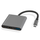 Nördic 1 to 3 docking station USBC to HDMI 4K 30Hz USB C Power Delivery 60W and USB A 3.1 5GBPS silver