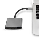 Nördic 1 to 3 docking station USBC to HDMI 4K 30Hz USB C Power Delivery 60W and USB A 3.1 5GBPS silver