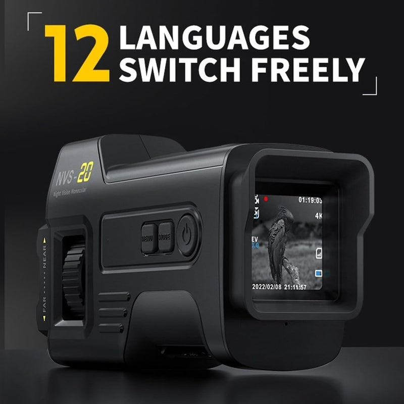 Nvs-20 4K HD digital infrared night vision camera, small and portable for outdoor use at night with optical image, 6x zoom.