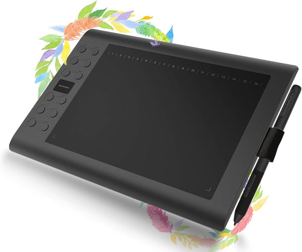 Professional graphic drawing tablet with 12+16 programmable keys. Compatible with Windows Mac Android and it is battery-free
