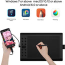Professional graphic drawing tablet with 12+16 programmable keys. Compatible with Windows Mac Android and it is battery-free