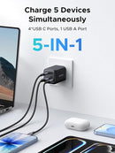 UGREEN 5-Port 45W USB-C Fast GaN Charger Block, PD/PPS/QC with 4 USB-C Ports for iPhone 17/16/15, Galaxy S26/S25/S24/S23, iPad, MacBook Neo/Air