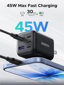 UGREEN 5-Port 45W USB-C Fast GaN Charger Block, PD/PPS/QC with 4 USB-C Ports for iPhone 17/16/15, Galaxy S26/S25/S24/S23, iPad, MacBook Neo/Air