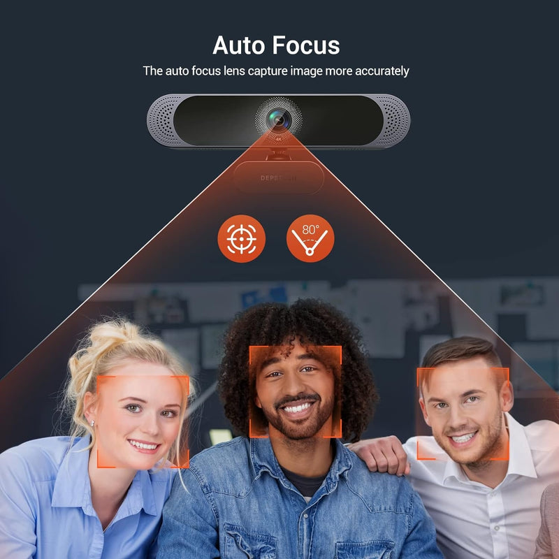 Webcam 4K30fps 8MP with Autofocus, Dual Microphone and Tripod