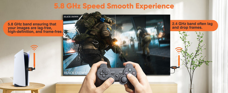 NÖRDIC Wireless HDMI Extender Transmitter & Receiver 150m, 1080P@60Hz Full HD, 5G Plug & Play