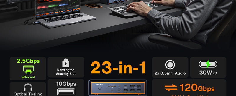 iVANKY FusionDock Max 2 Thunderbolt5 23-in-1 Docking Station for Mac M ...